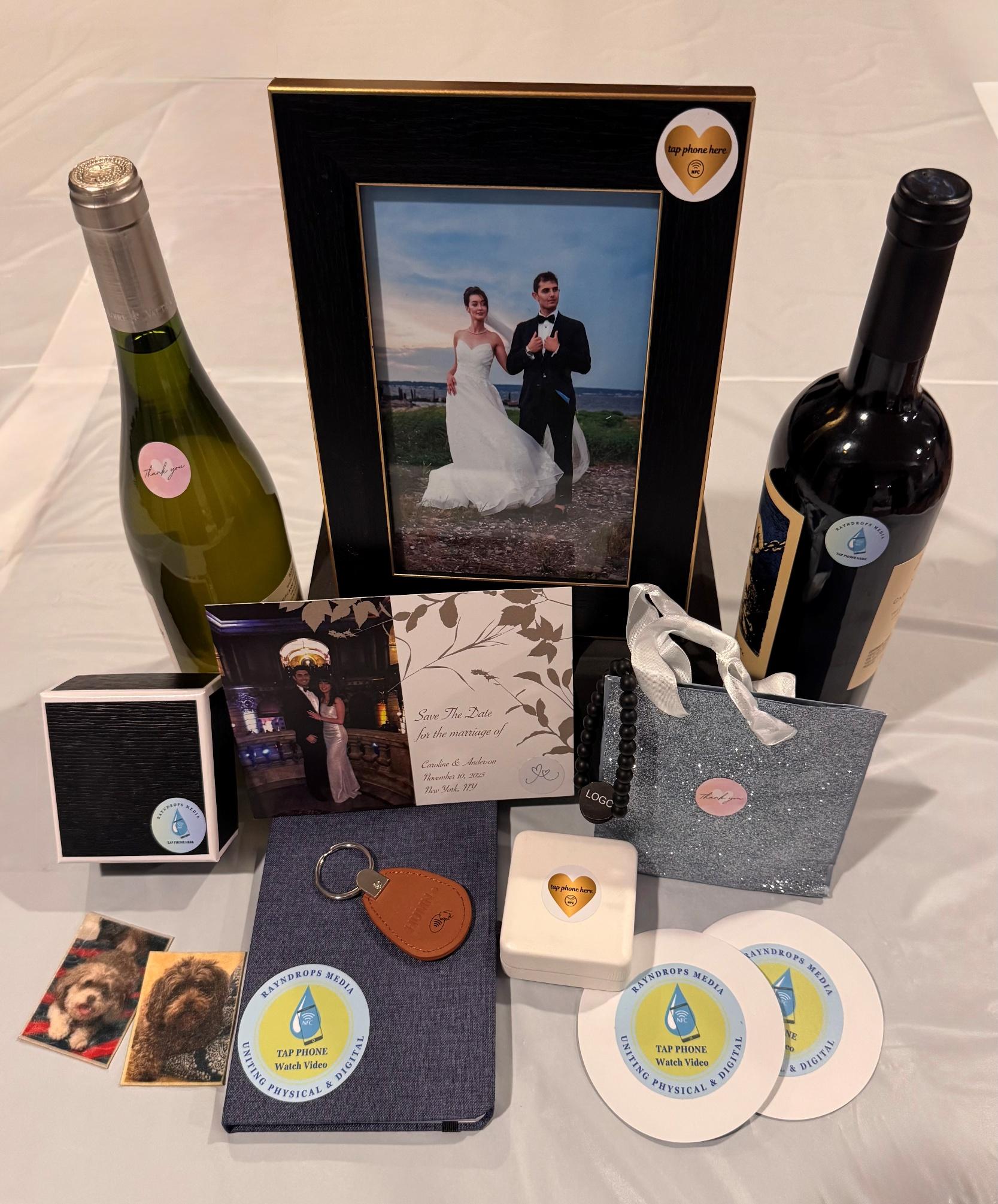 RaynDrops Media NFC products — bracelets, coasters, cards, keychains and more with phone tapping